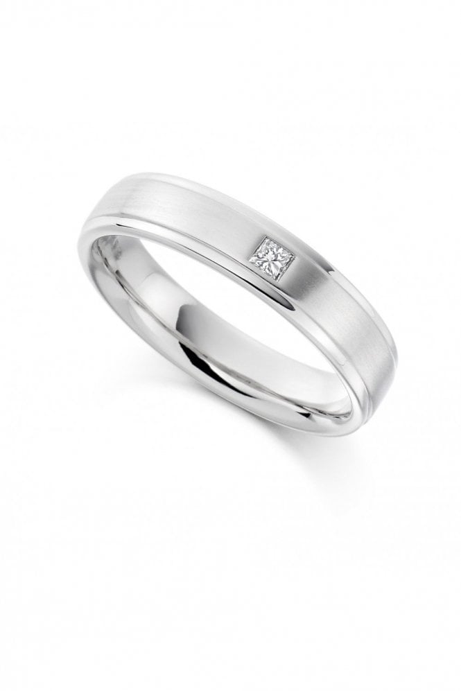 Palladium Princess Cut Diamond Ring Rubbed Over Set
