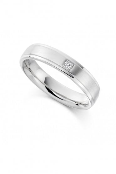 Palladium Princess Cut Diamond Ring Rubbed Over Set