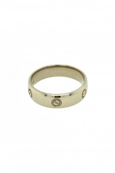 Palladium Screw Head Band Ring