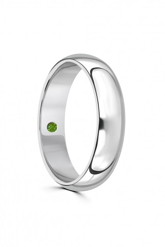 Brown & Newirth Peridot Hidden Gemstone Platinum Wedding Band ZN 5.0 PLT Peridot