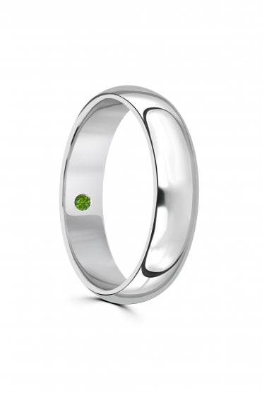 Peridot Hidden Gemstone Platinum Wedding Band ZN 5.0 PLT Peridot