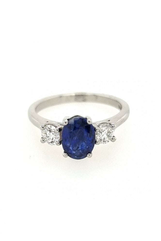 Platinium Blue Sapphire and Diamond Ring