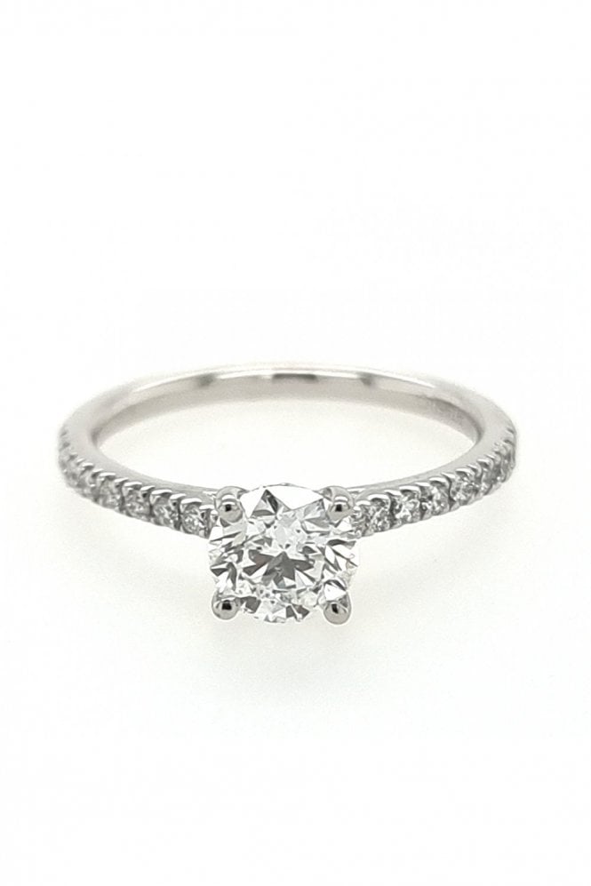 Platinum 0.85ct Single Round Brilliant Diamond Shoulders Set Ring