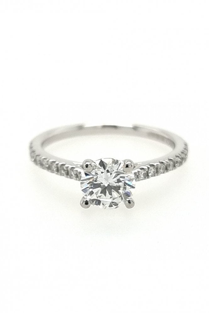 Platinum 0.97ct Single Round Brilliant Cut Diamond Ring