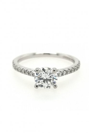 Platinum 0.97ct Single Round Brilliant Cut Diamond Ring
