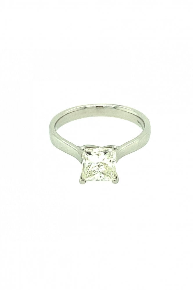 Platinum 1.54ct Diamond Ring Claw Set Princess Cut