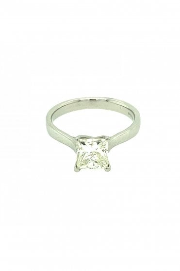 Platinum 1.54ct Diamond Ring Claw Set Princess Cut