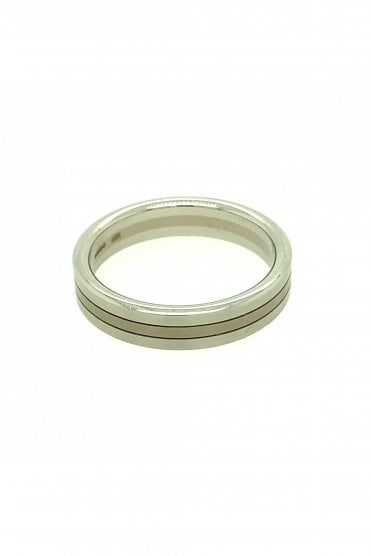 Platinum & 18ct White Gold 5mm Satin Finish Wedding Ring 273421-380290