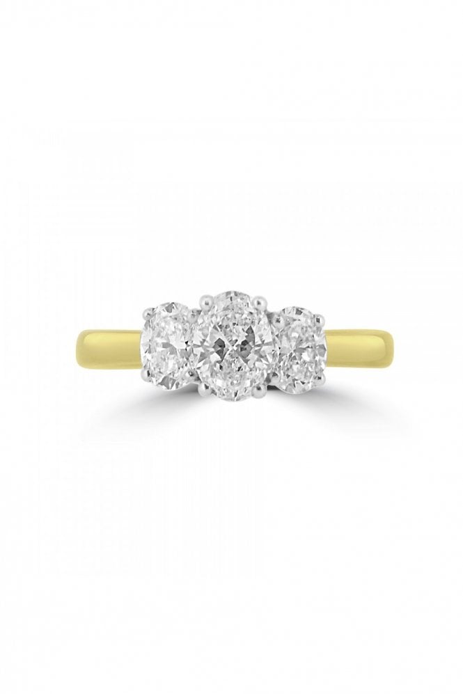 Platinum & 18ct Yellow Gold 3 Stone Diamond Ring  Platinum & 18ct Yellow Claw Set