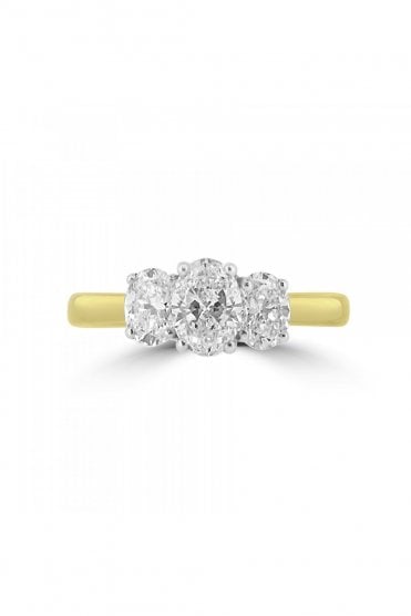 Platinum & 18ct Yellow Gold 3 Stone Diamond Ring  Platinum & 18ct Yellow Gold Claw Set