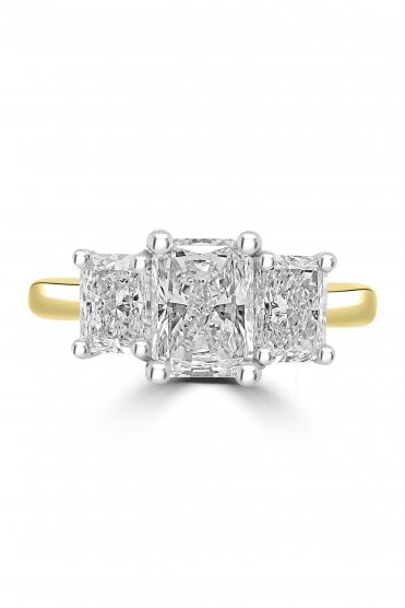 Platinum & 18ct Yellow Gold 3 Stone Diamond Ring Platinum & 18ct Yellow Gold Claw Set