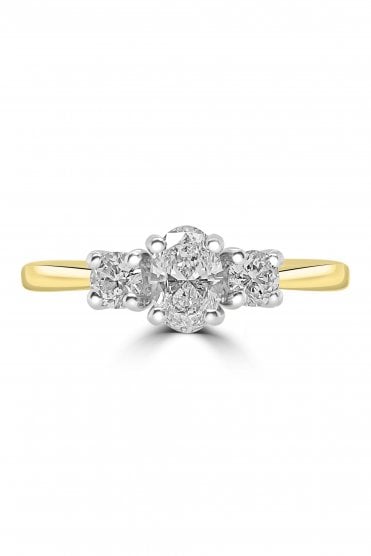 Platinum & 18ct Yellow Gold 3 Stone Diamond Ring Platinum & 18ct Yellow Gold Claw Set