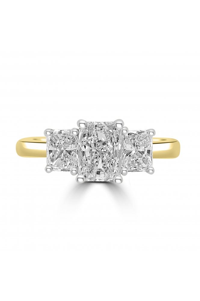 Platinum & 18ct Yellow Gold 3 Stone Diamond Ring Platinum Claw Set