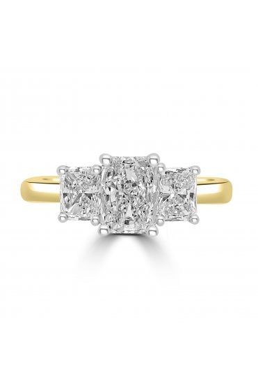 Platinum & 18ct Yellow Gold 3 Stone Diamond Ring Platinum Claw Set