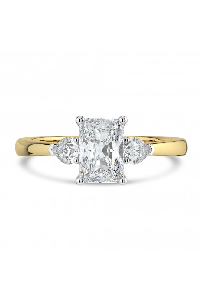 Platinum & 18ct Yellow Gold 3 Stone Diamond Ring Platinum Claw Set