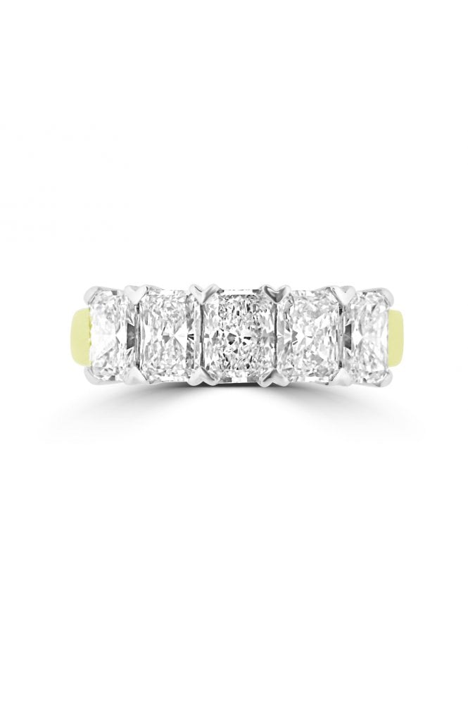 Platinum & 18ct Yellow Gold 5 Stone Diamond Ring Radiant 2.05ct