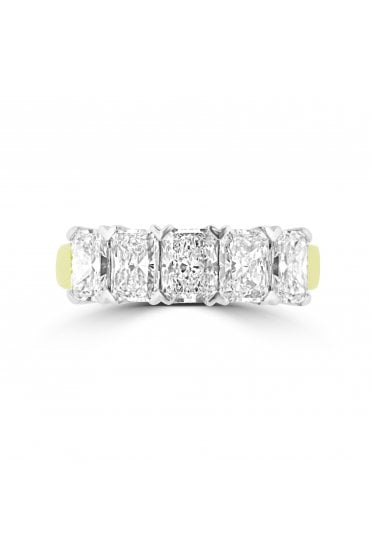Platinum & 18ct Yellow Gold 5 Stone Diamond Ring Radiant 2.05ct
