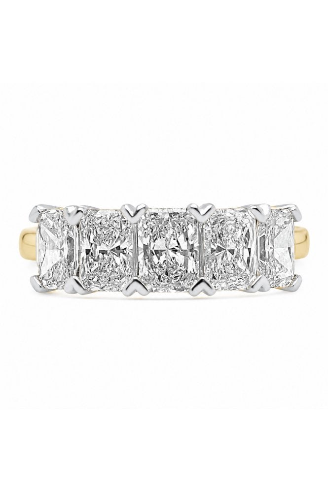 Platinum & 18ct Yellow Gold 5 Stone Diamond Ring Radiant 2.60ct