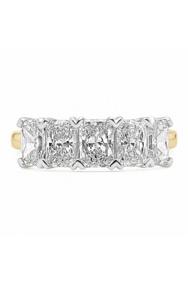 Platinum & 18ct Yellow Gold 5 Stone Diamond Ring Radiant 2.60ct
