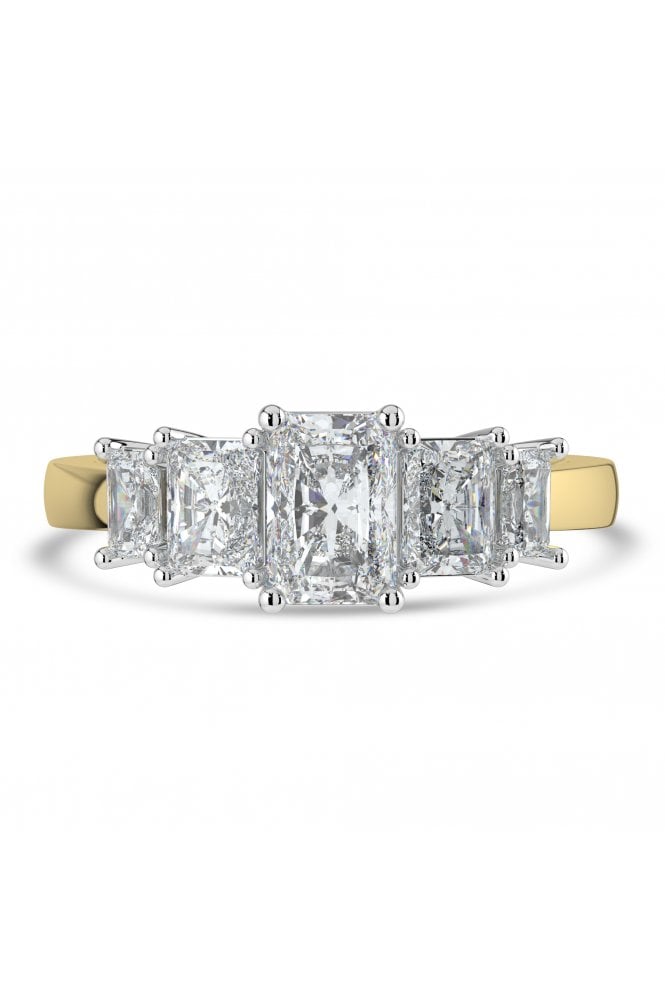 Platinum & 18ct Yellow Gold 5 Stone Diamond Ring Radiant 2.73ct