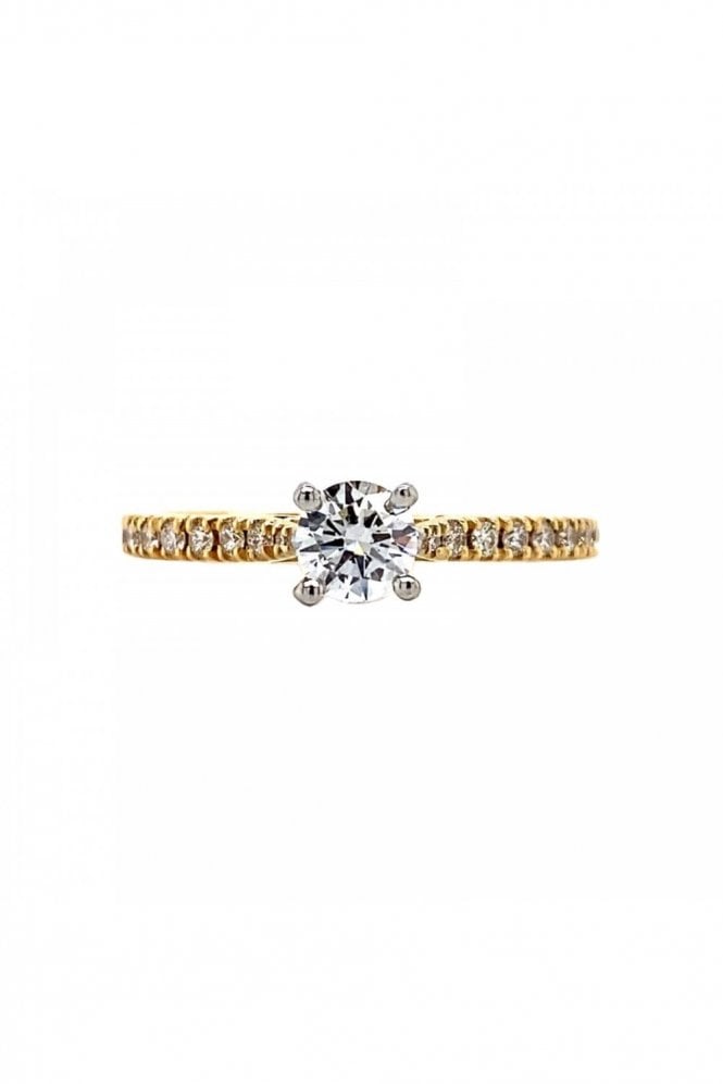 Platinum & 18ct Yellow Gold Diamond Shoulder Single Stone Ring Platinum & 18ct Yellow Gold Claw Set