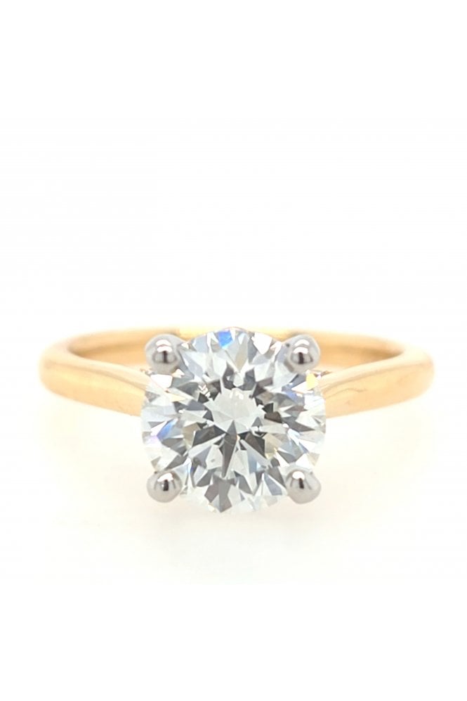 Platinum & 18ct Yellow Gold Diamond Solitaire Ring Centre Diamond Carat Weight 2.05ct