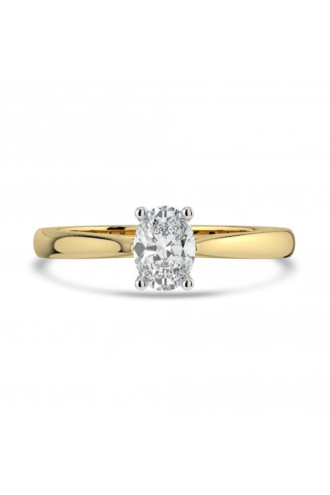 Platinum & 18ct Yellow Gold Single Stone Diamond Ring Oval 0.70ct