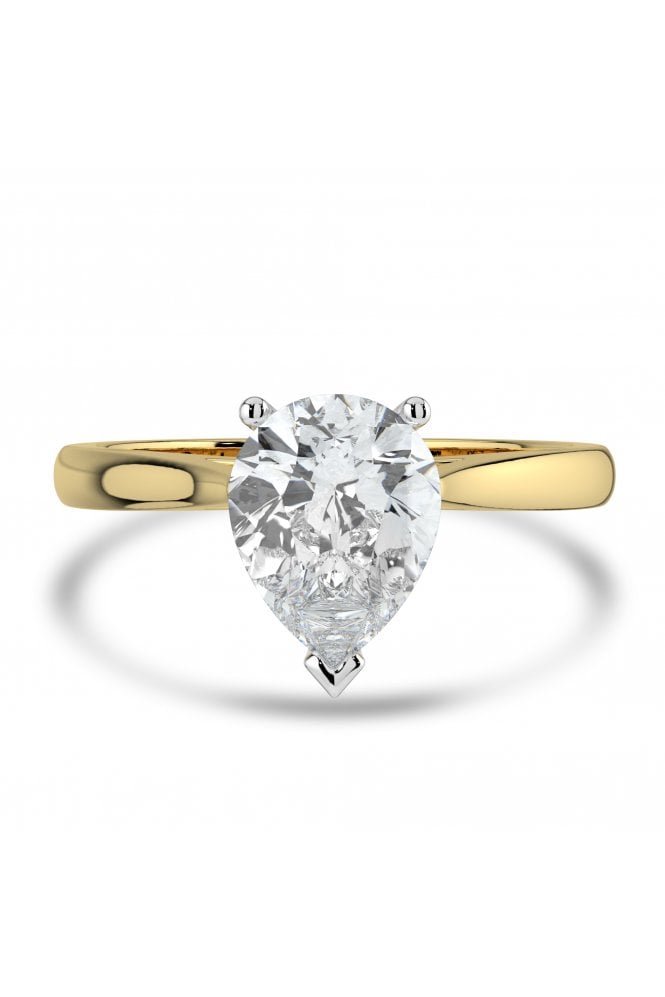 Platinum & 18ct Yellow Gold Single Stone Diamond Ring Pear 1.00ct