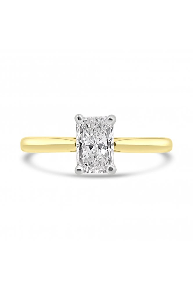 Platinum & 18ct Yellow Gold Single Stone Diamond Ring Radiant 0.70ct