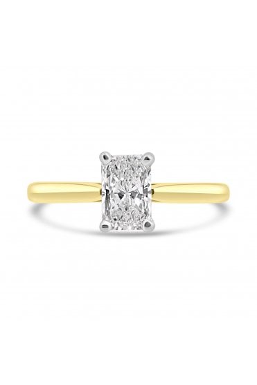 Platinum & 18ct Yellow Gold Single Stone Diamond Ring Radiant 0.70ct