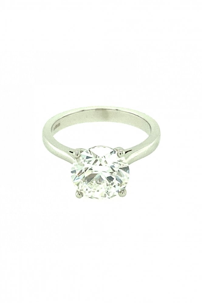Platinum 3.01ct Diamond Ring Claw Set Round Brilliant Cut