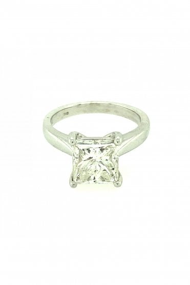 Platinum 3.42ct Diamond Ring Claw Set Princess Cut