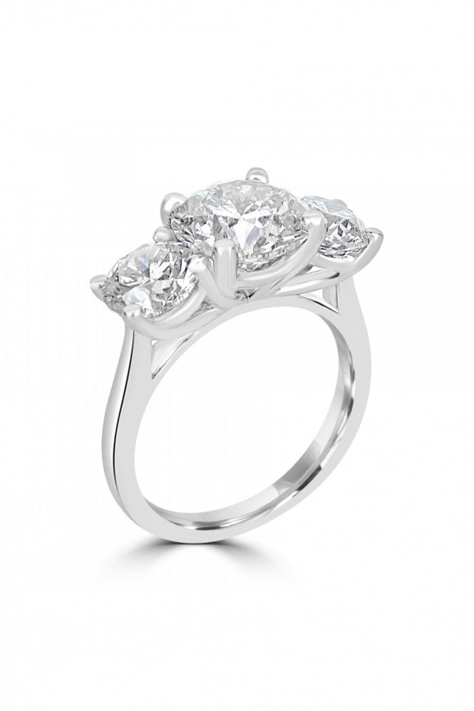 Platinum 4.83ct Total Weight Round Brilliant Cut 3 Diamond Ring