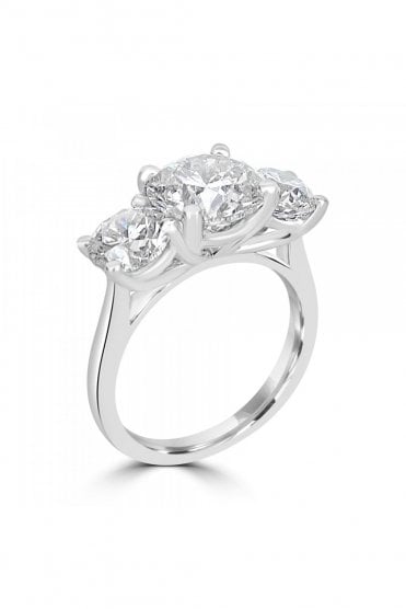 Platinum 4.83ct Total Weight Round Brilliant Cut 3 Diamond Ring
