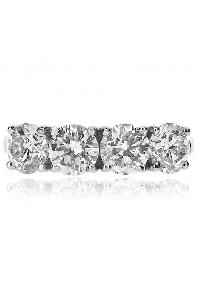 Platinum 4 Stone Diamond Ring Round Brilliant 2.00ct
