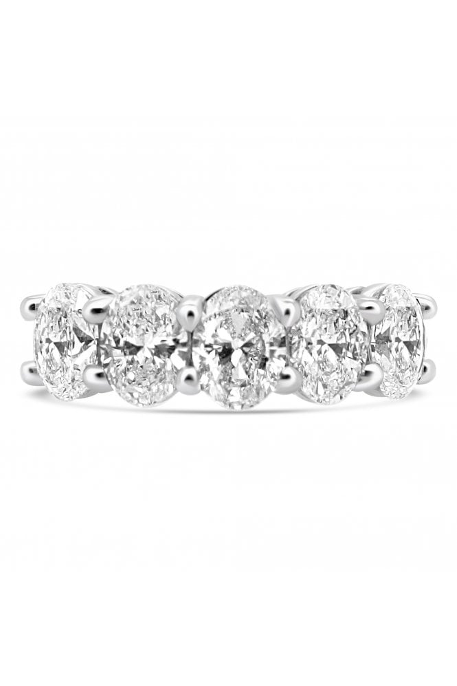 Platinum 5 Stone Diamond Ring Oval 1.03cts