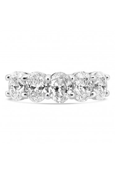 Platinum 5 Stone Diamond Ring Oval 1.03cts
