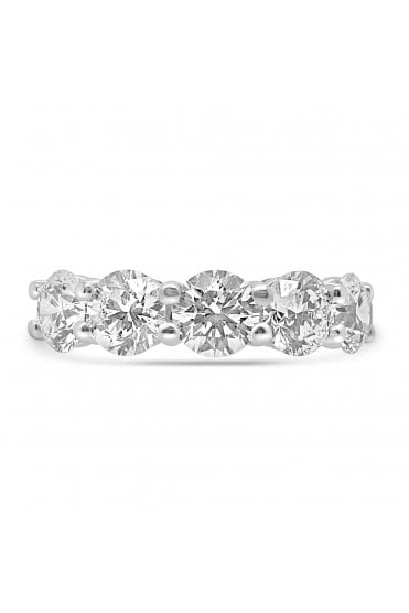 Platinum 5 Stone Diamond Ring Round Brilliant 2.04ct