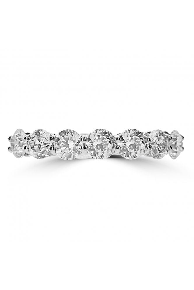 Platinum 7 Stone Diamond Ring Round Brilliant 1.57ct