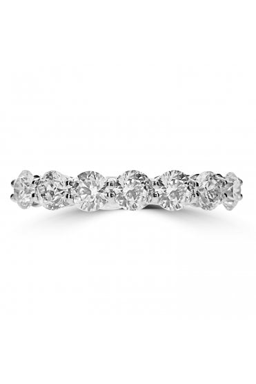 Platinum 7 Stone Diamond Ring Round Brilliant 1.57ct