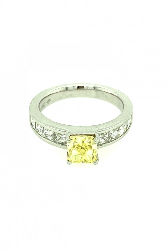 Platinum Champagne Diamond Ring Claw & Channel Set
