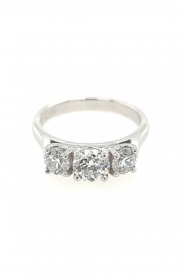 Platinum Claw Set 3 Stone Ring 1x RBC Diamond 0.70ct w/ 2x RBC Diamond 0.69cts