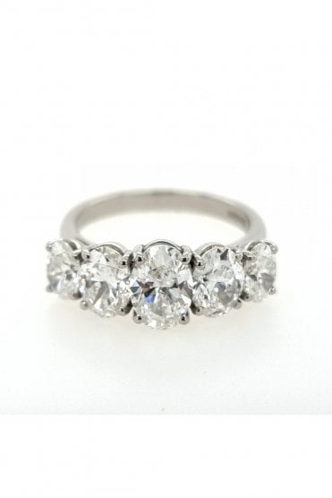 Platinum Diamond 5 Stone Ring 3.21ct Platinum Claw Set