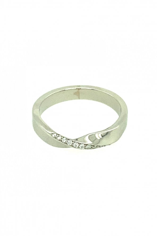Platinum Diamond Band Ring 0.04ct Round Brilliant Cut