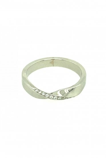 Platinum Diamond Band Ring 0.04ct Round Brilliant Cut