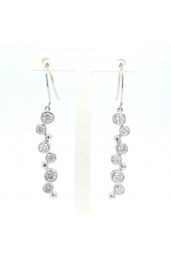 Platinum Diamond Bubble Earrings Platinum Rub-over Set
