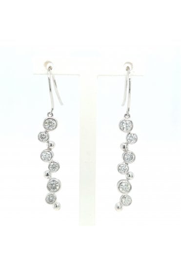 Platinum Diamond Bubble Earrings Platinum Rub-over Set