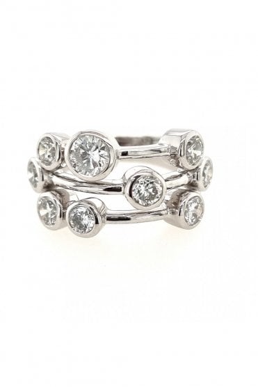 Platinum Diamond Bubble Ring Platinum Rub-over Set