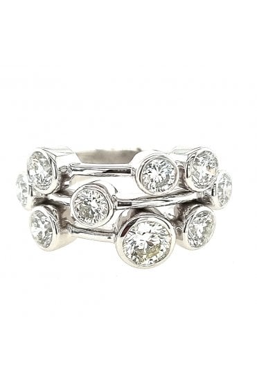 Platinum Diamond Bubble Ring Platinum Rub-over Set