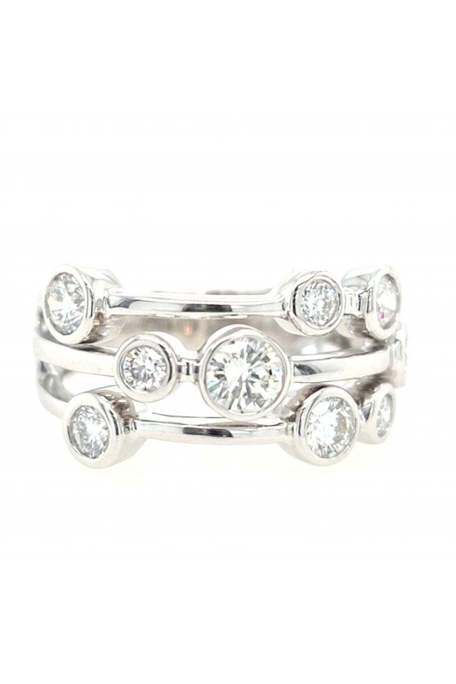 Platinum Diamond Bubble Ring Platinum Rub-over Set